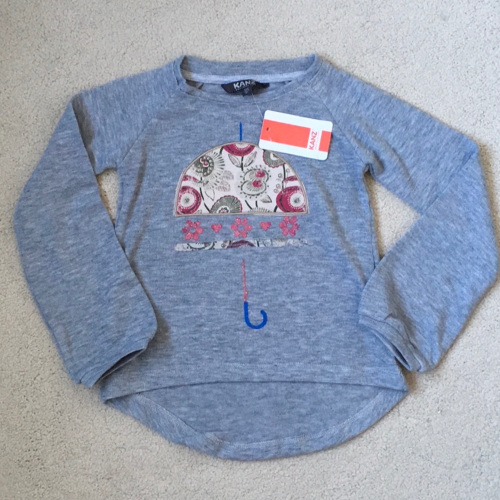 Girls Kanz High Low Umbrella Graphic Top NWT 4